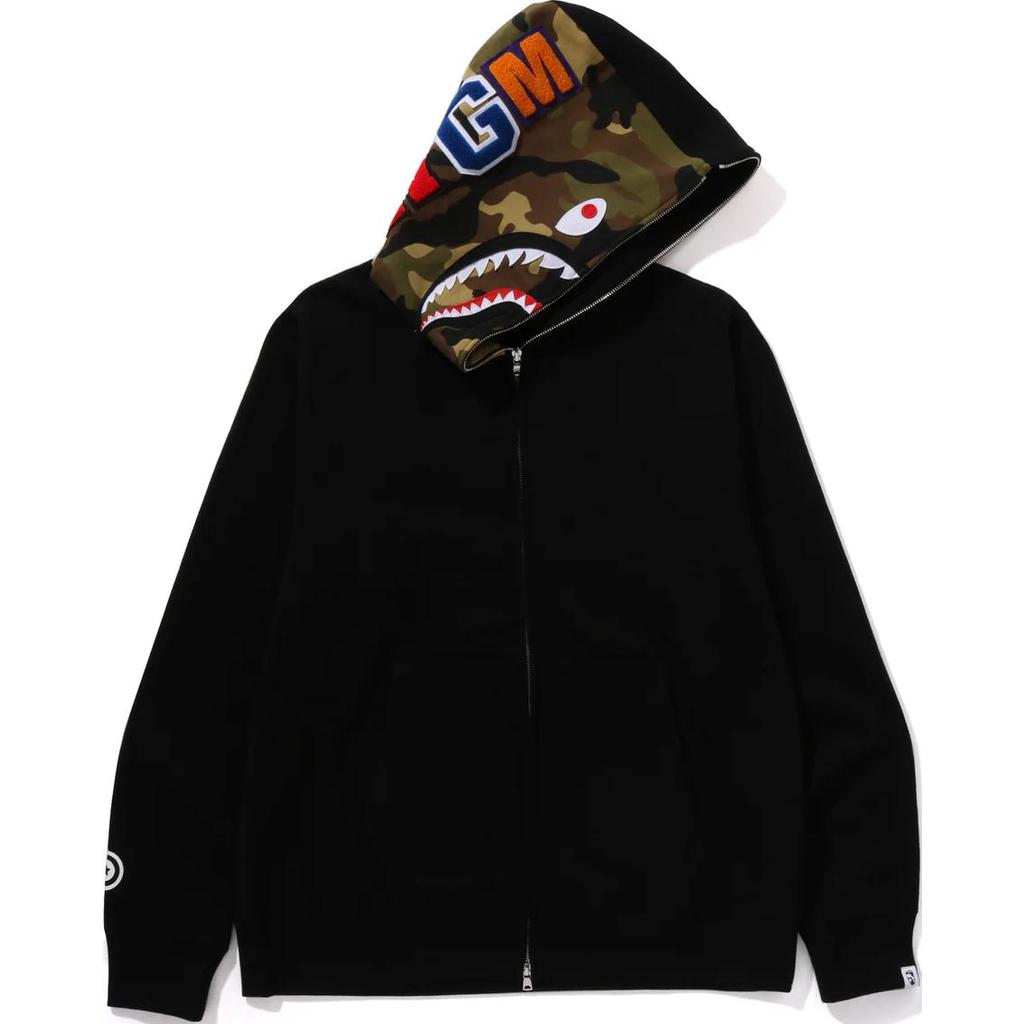 A Bathing Ape shark-pattern hooded zip-up sweatshirt 0ZXSWM115005N