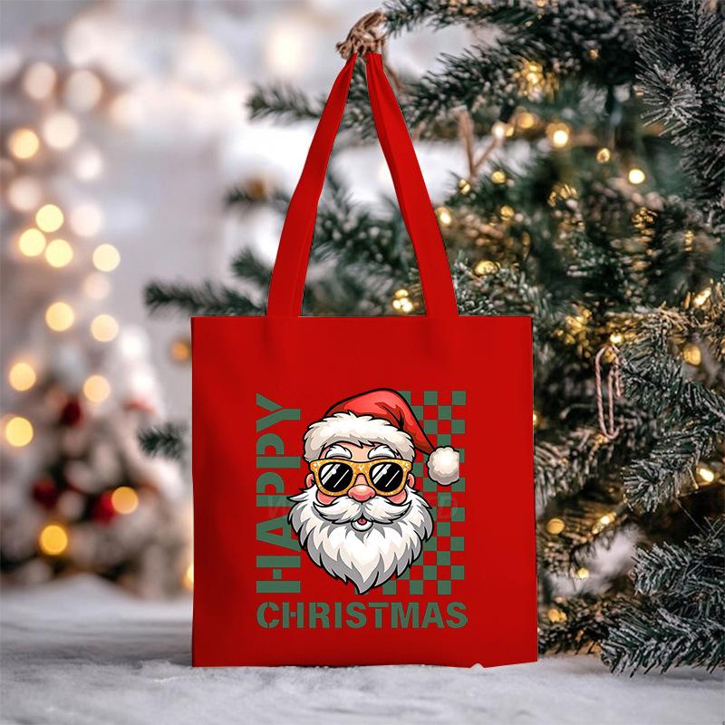 Christmas Christmas Printed Canvas Bag Large Capacity Casual Trend Student Shoulder Bag Tote Bag