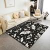 Erosebridal Moth Skull Moon Area Rug 4'11" x 3'3" Bohemian Stars Exotic Living Room Rugs Starry Sky Mysterious Decorative Carpet Black and W