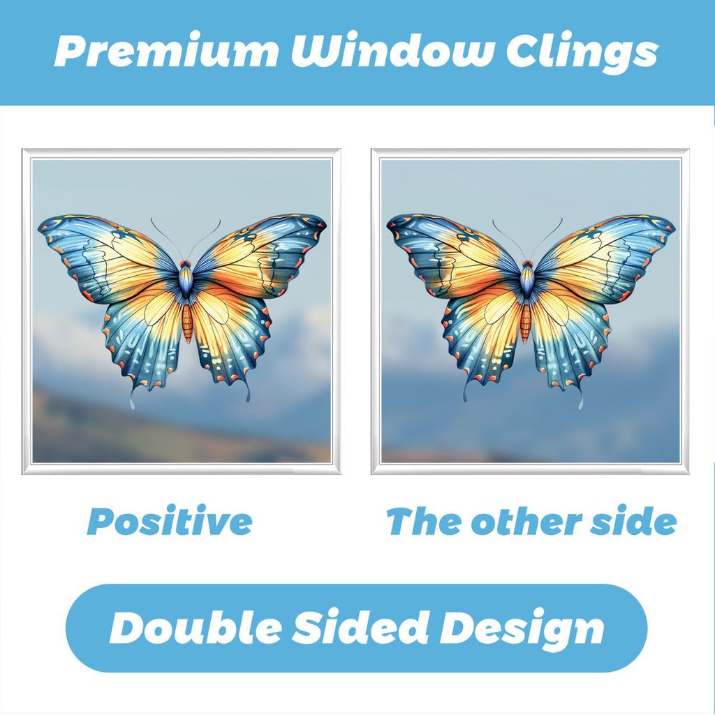 Spring 2026 New Butterfly Hummingbird Flower Static Cling Window Stickers for Home Decor Room Atmosphere