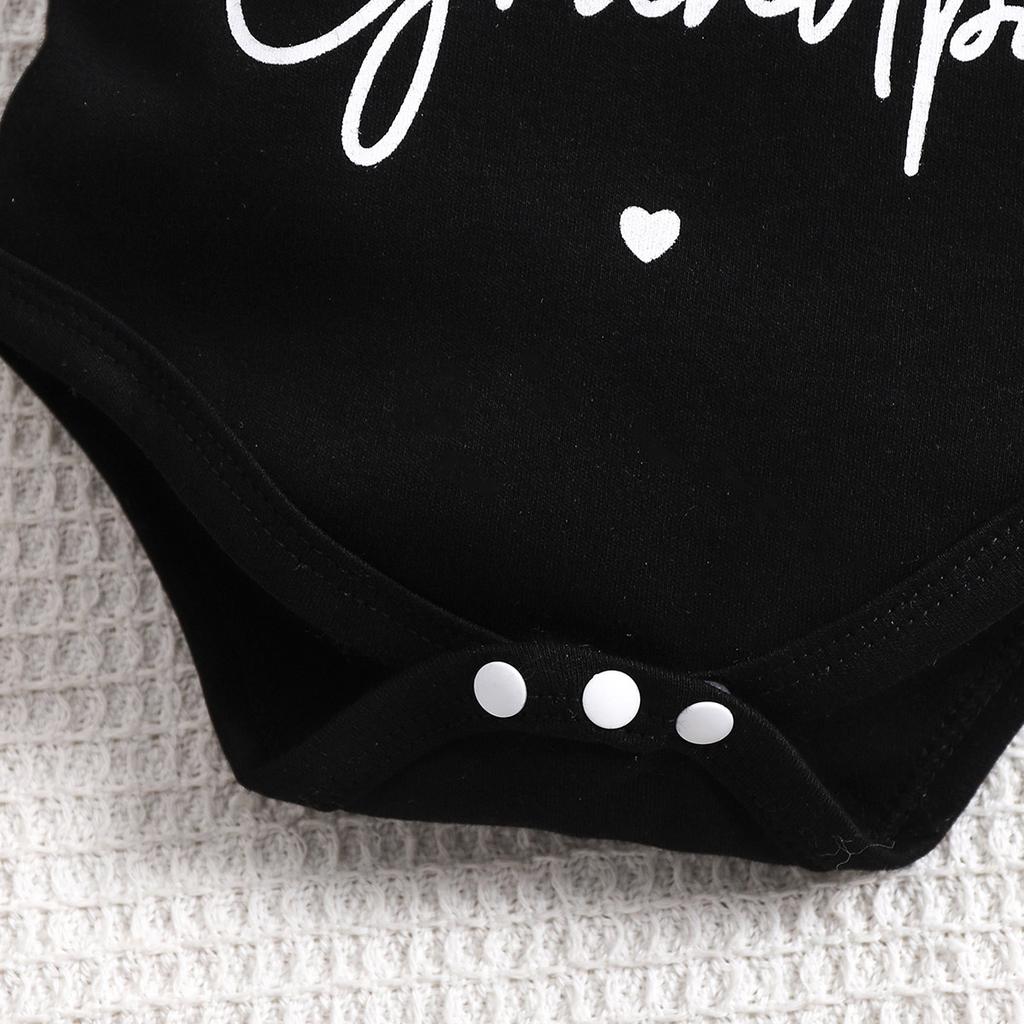 6-18 Months Infant Baby "Hello Granma + Grandpa" Print Cotton Bodysuit Short Sleeve Romper Onesie