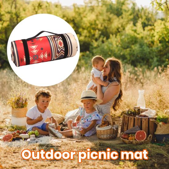 Складной пикниковый плед с веревкой для хранения, основа из алюминиевой пленки с ретро-узором, композитный процесс