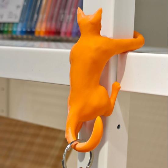 Крючок-кошка с длинными лапами, напечатанный на 3D-принтере, лазающая кошка, держатель для ключей, гарнитуры, мелочей, домашний офис, имитация животного, подвесное украшение