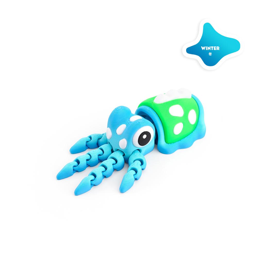 3D Printing Colorful Squid Figurine Stress Relief Fidget Toy Articulated Squid Figurine Model Crafts Ornament Birthdays Gift