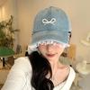 Корейская версия нишевой кружевной бейсболки для женщин с открытым лицом, маленькая милая и симпатичная трехмерная жемчужная бантовая ретро-джинсовая шляпа, лето