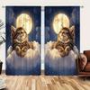 2 панели Милый кот крепко спит на облаках ночью Принтованные шторы Подходят для художественных домашних декоративных штор