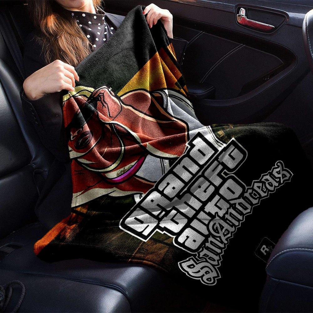 1 шт. Мягкое фланелевое одеяло Grand Theft Auto с дизайнерским принтом. Уютное одеяло для всех сезонов, идеально подходит для дивана, кровати, офиса