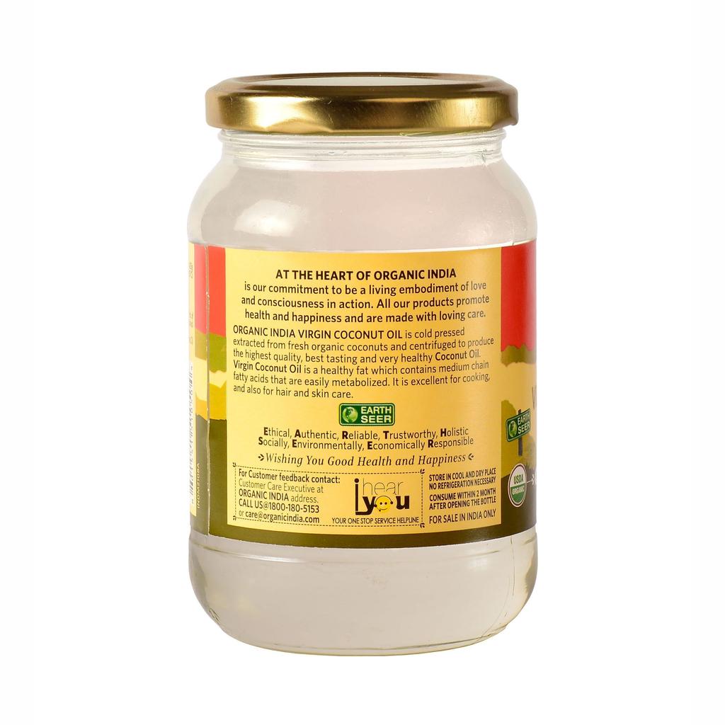Кокосовое масло холодного отжима (500 мл), Virgin Coconut Oil,  Organic India