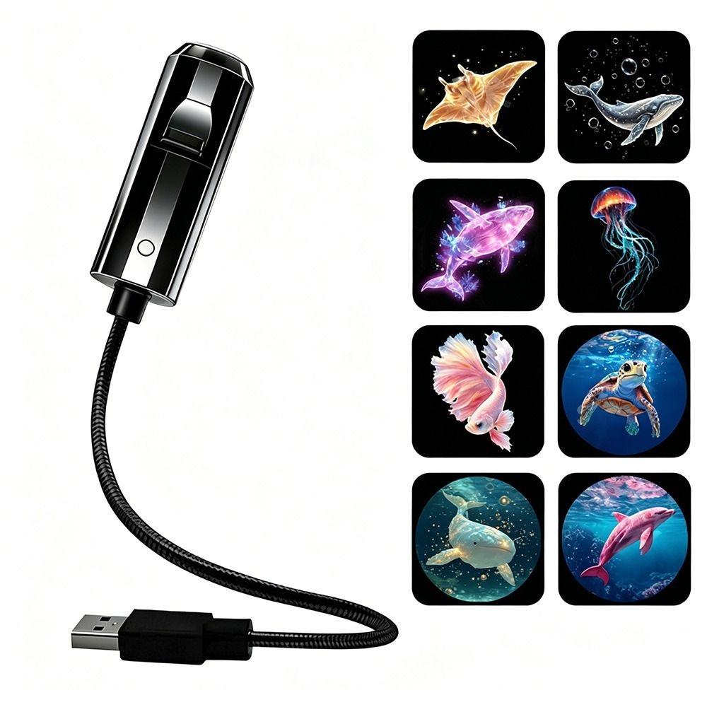 360° Rotatable Ocean Life Projection Lamp USB Powered LED Night Light  Bedroom Night Lighting