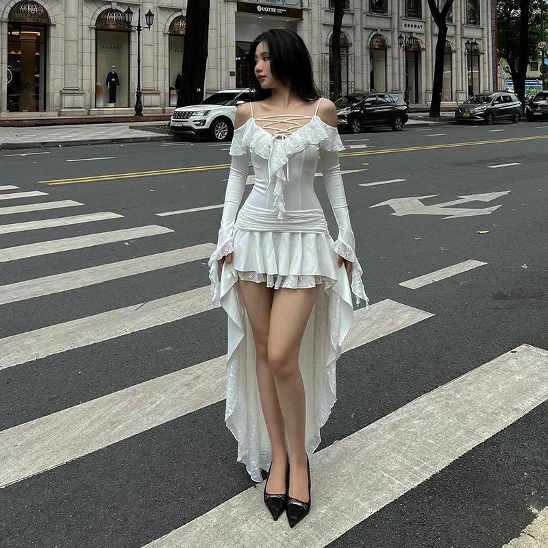 Женское платье Spice Girls Pure Personality Street Fashion с нестандартной талией и длинными рукавами