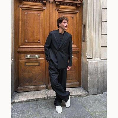 Модные мужские костюмы с заостренными лацканами, свадебный смокинг из 2 предметов, облегающий формальный деловой повседневный двубортный мужской костюм 2025