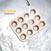 CHEFMADE Muffin and Cupcake Pan, 12-Cavity, Non-Stick, Silver/Black, Body 25.4*19.6*2.3cm, Cups 4.3*3.3cm