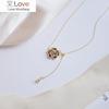 Fashion Jewelry Copper Inlaid Zircon Black Drip Oil Camellia Pendant Necklace Elegant Women Banquet Clavicle Necklace