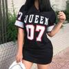 Женское модное платье с буквенным узором, повседневное облегающее мини-платье с коротким рукавом