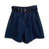 Plus-Size High-Waist Wide-Leg Denim Shorts for Pear-Shaped Women - Summer Slimming Pleated A-Line Hot Pants
