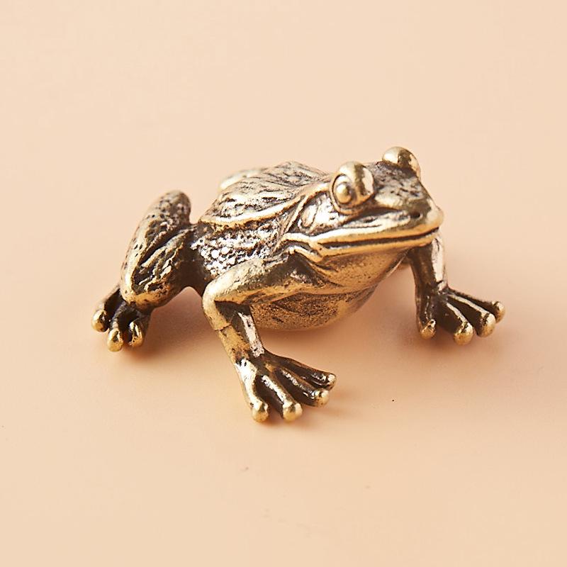 Solid Brass Retro Frog Tea Pet - Creative Home and Desktop Ornament