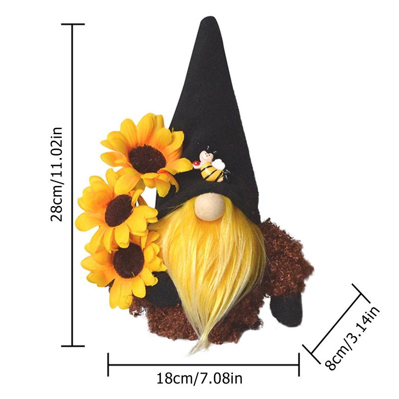 Creative Lovely Sunflower Small Doll Suitable Family Festival Party Dwarf Plush Beard Faceless Doll Window Desk Ornament