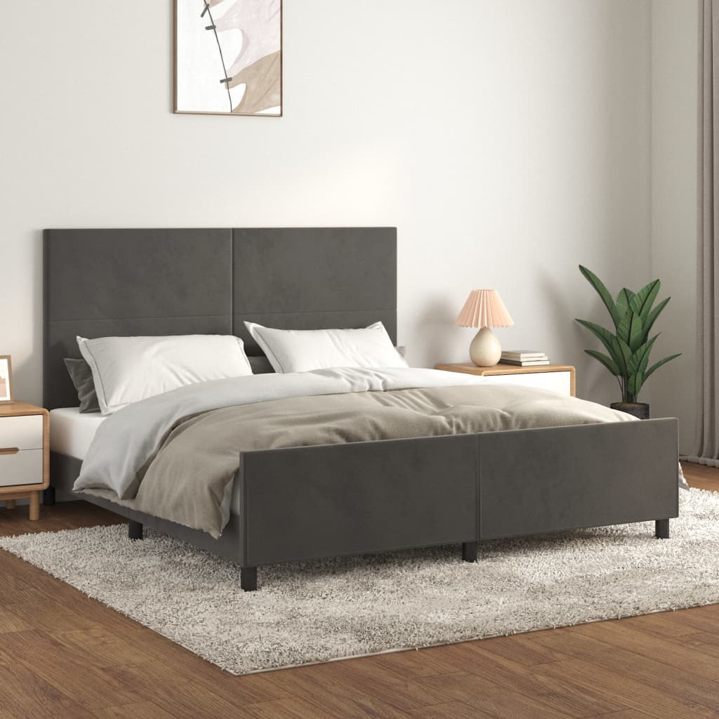 Vidaxl Каркас кровати без матраса, темно-серый, 160x200 см, велюровый