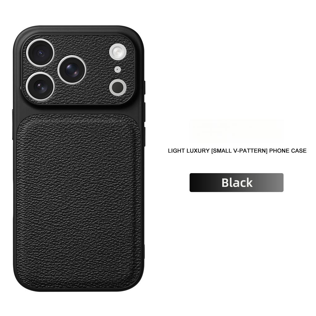 Solid Color Lychee Grain Leather Phone Case, Anti-Scratch & Shockproof Protective Cover for IPhone 17 Pro Max 16 15 14 13 Air