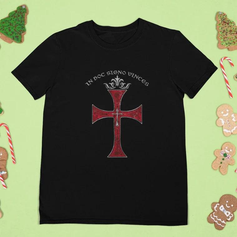 In Hoc Signo Vinces Knights Templar Cross T-Shirt 100% Cotton O-Neck Summer Short Sleeve Casual Mens T-shirt