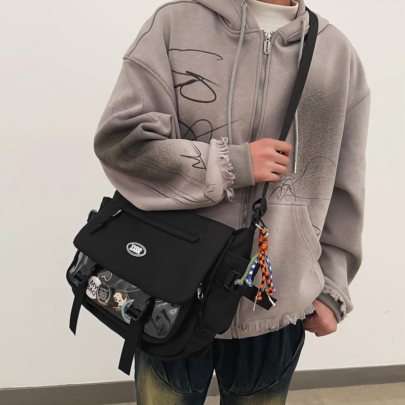 Студенческая сумка-мессенджер, однотонная мужская сумка через плечо, большая вместительная женская сумка через плечо