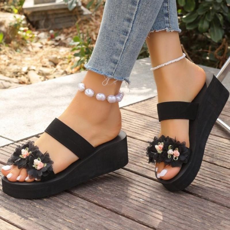 Модная женская обувь 2024 года, горячая распродажа, летние женские тапочки, уличные, однотонные, с открытым носком, на платформе, водонепроницаемые, повседневные тапочки для женщин