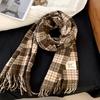 Korean Style Red Tassel Plaid Scarf: High-End, Warm Winter Shawl for Women