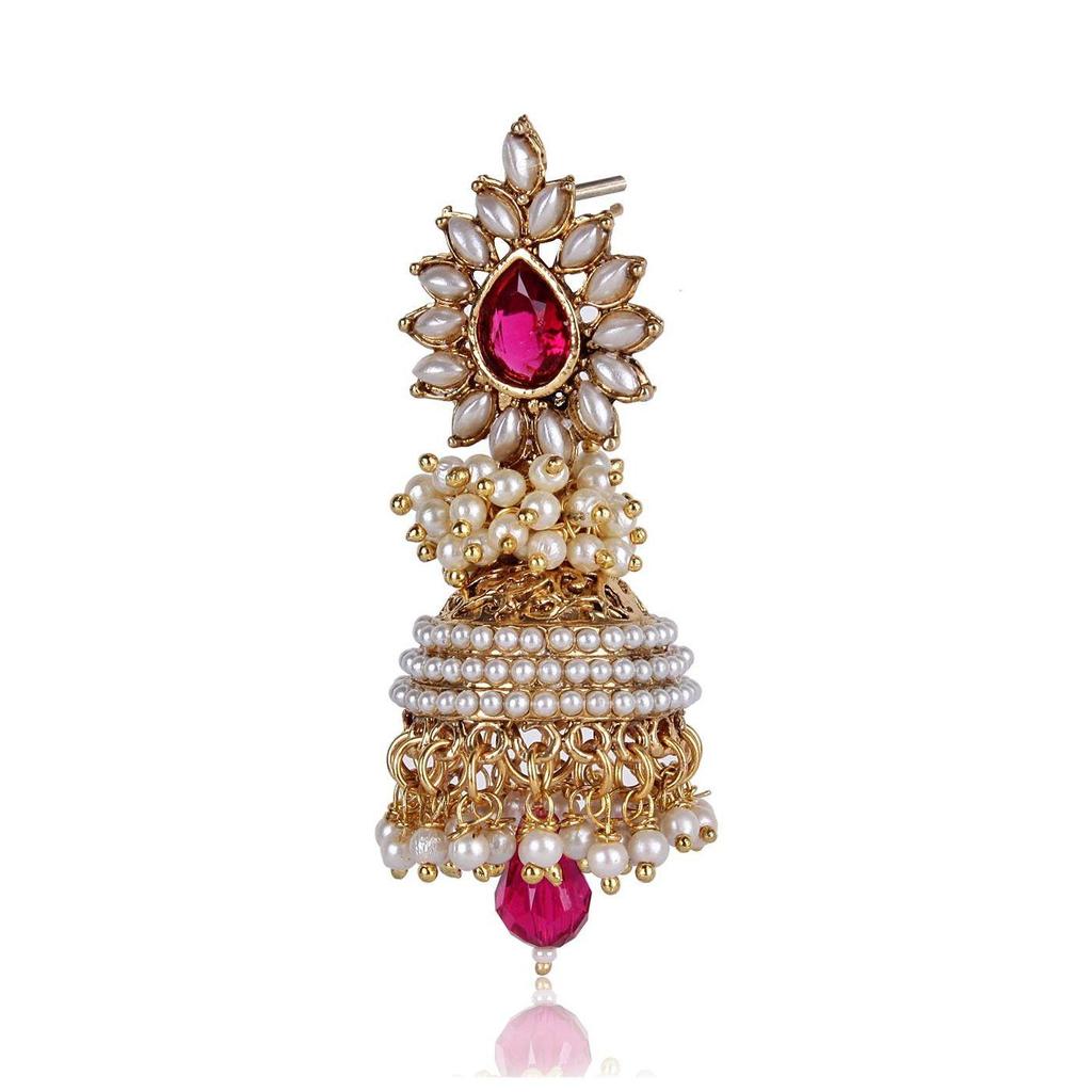 Стильный необычный традиционный джумки с белой жемчужиной для женщин