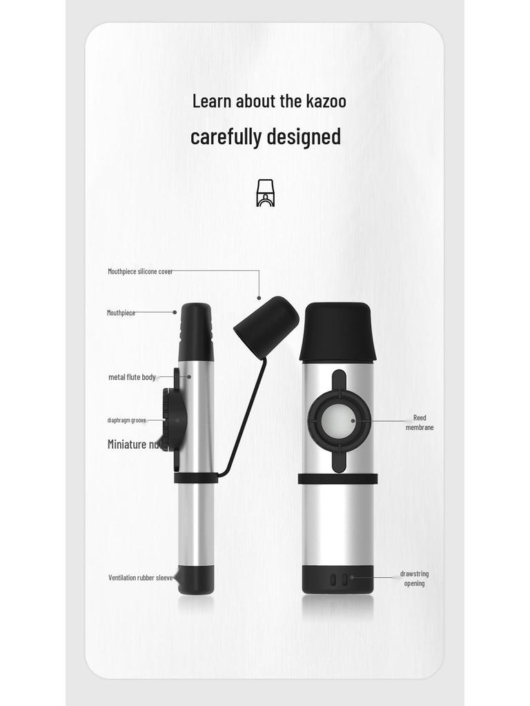 Professional Metal Kazoo Flute for Beginners - Easy Guitar Accompaniment & Unique Niche Instrument