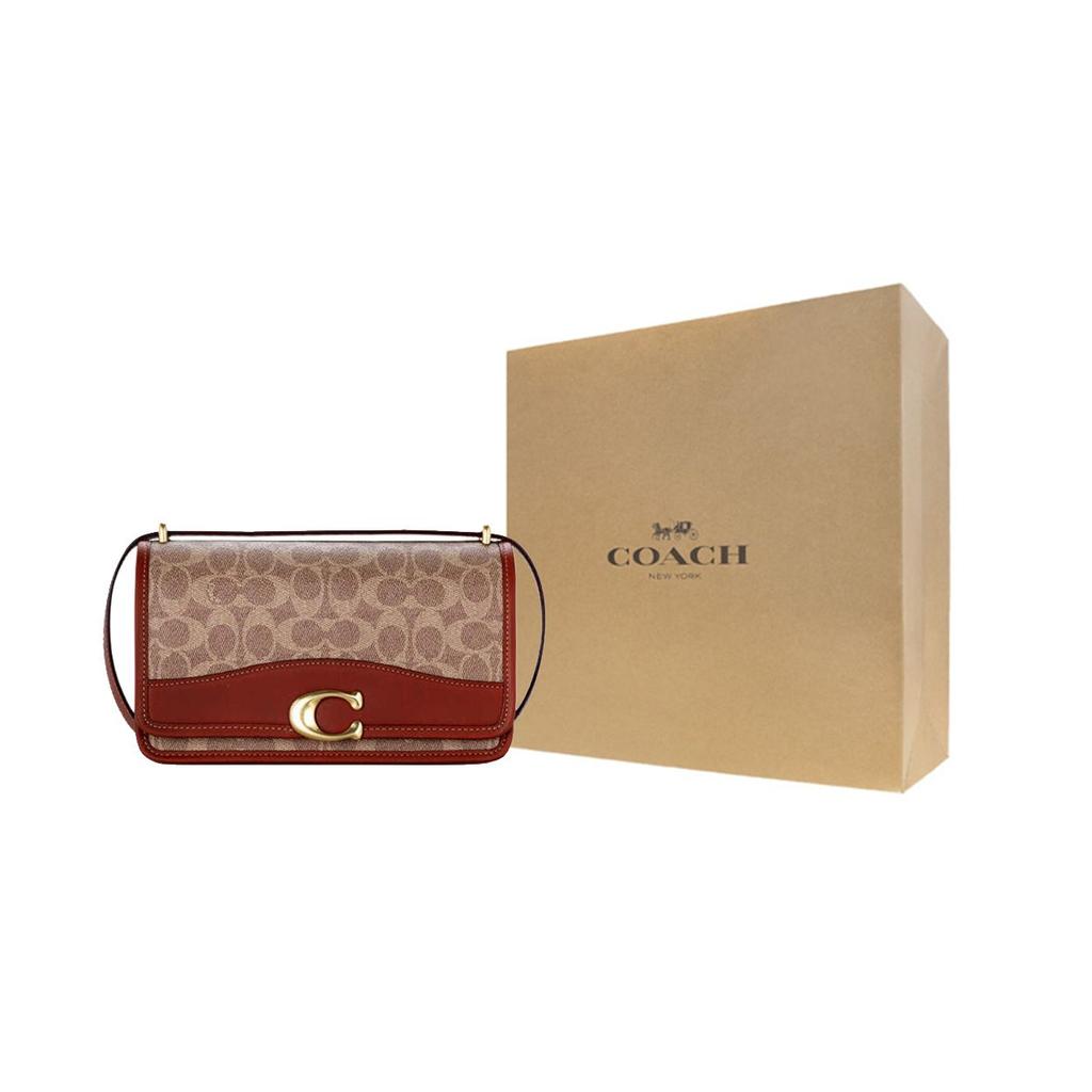 Coach 24 Gold Metal Hardware Pvc Crossbody Shoulder Bag Medium Women bags Red-Brown CQ668-B4NQ4