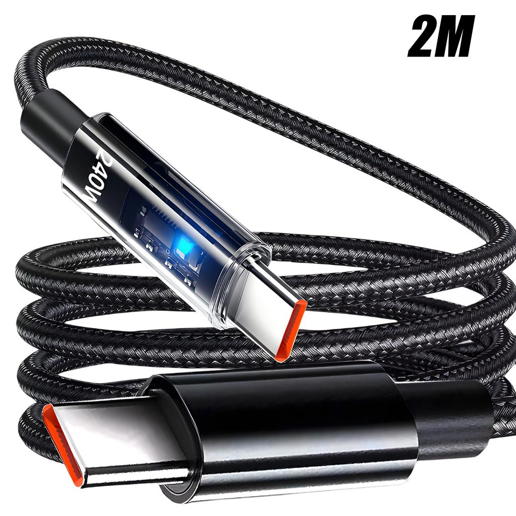 240 Вт Двухпортовый Type-C Super Fast Charging Кабель со светодиодным цифровым дисплеем для Samsung Xiaomi USB на Type-C Зарядное устройство для телефона Кабель для передачи данных 2 м/1,5 м