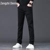 Мужские джинсы премиум-класса Zengzhi из тенсела, зауженные, облегающего кроя