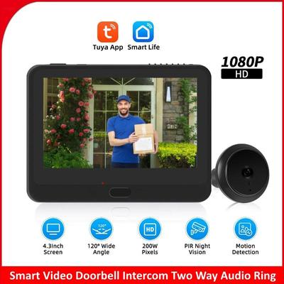 A10 4,3-дюймовый дверной звонок Tuya APP WiFi 5000 мАч дверной глазок визуальный дверной глазок видеодомофон камера домашняя безопасность беспроводной домофон для IOS Android