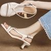 Super Soft Stiletto Sandals Women Summer Outside Square Toe Open Toe Crossed One Strap Soft Sole Non-tiring Heels