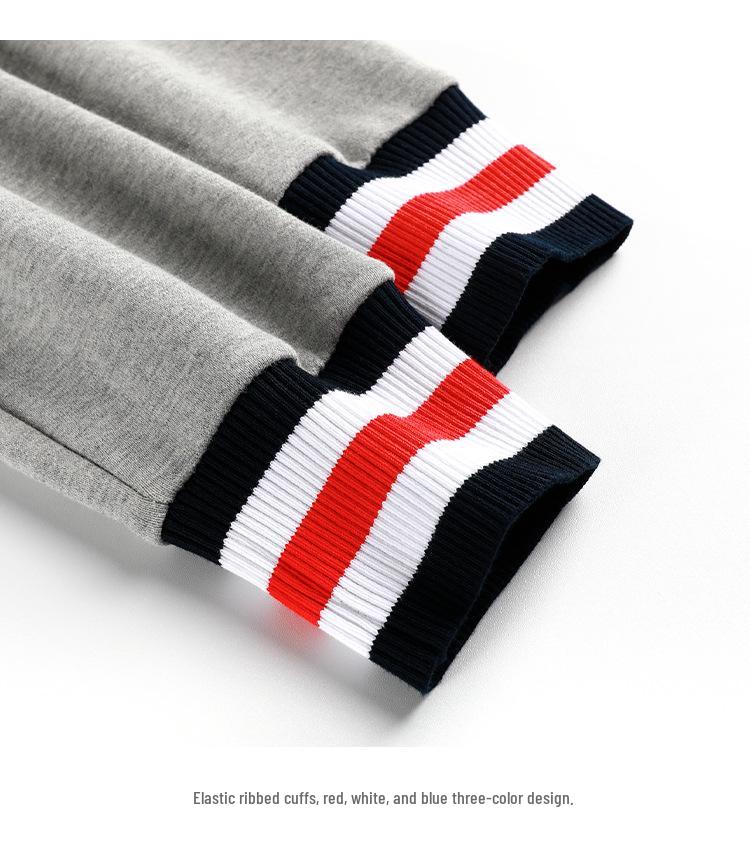 Хлопковый кардиган для весны и осени: Модная красно-бело-синяя куртка-пэчворк для пар (B05)