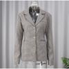 Women Lapel Long Sleeves Plaid Jacket Khaki Woman Commute V Neck Loose Coat  Female Fashion Charm Office Street Outercoats