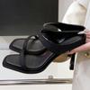 Fashion High Quality Square Toe Narrow Band Women Sandals Summer Sexy Open Toe Thin Heel Slide Sandals Fashion Comfortable Designer Shoe