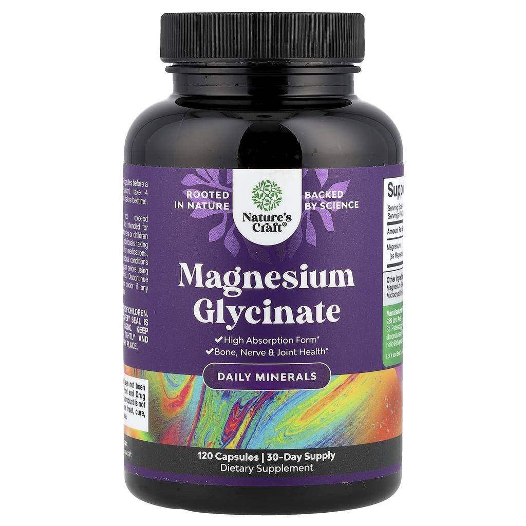 Nature'S Craft, Magnesium Glycinate, 120 Capsules (125Mg per Capsule)