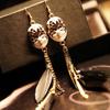Women's Chain Feather Bohemia Earrings Mask Tassel Chain Long Drop Earring