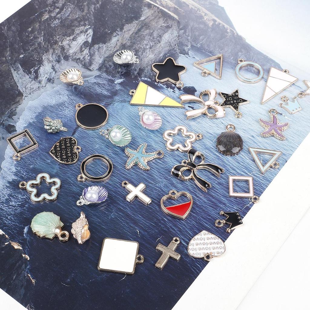 9-12Pcs Multi-Styles Starfish Shell Conch Crown Enamel Charms Pendant For Jewelry Making DIY Bracelet Necklace
