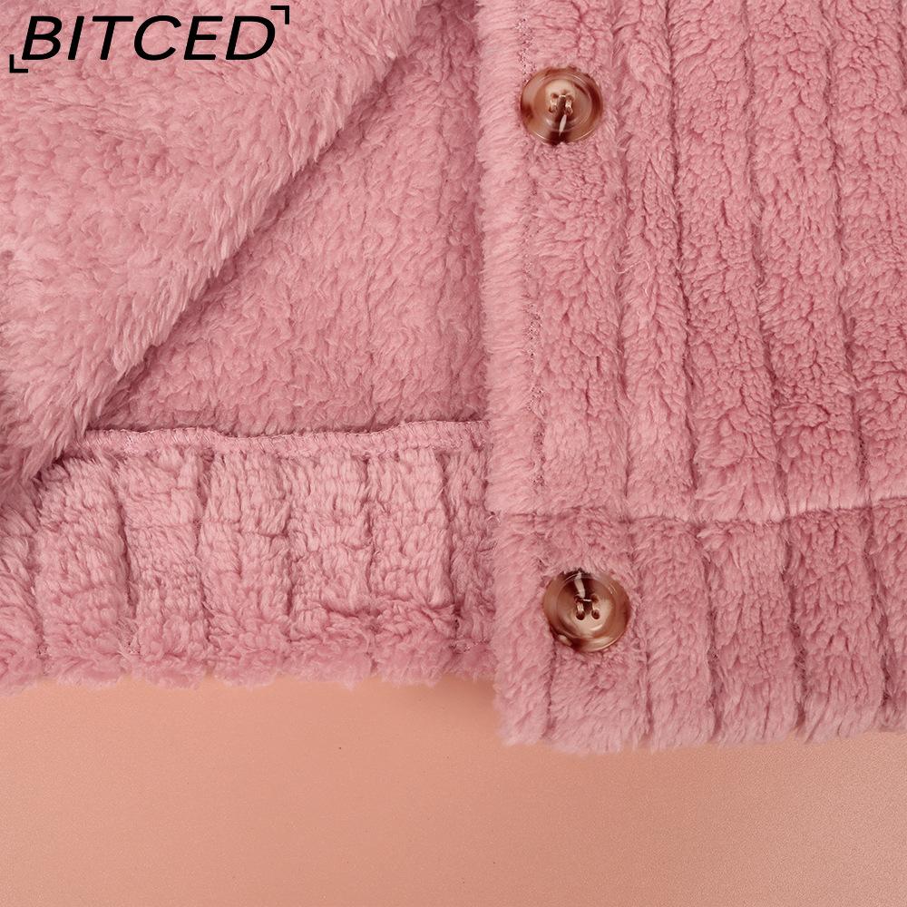 BITCED Женский кардиган из рубчатого флиса на осень/зиму с воротником, куртка короткой длины