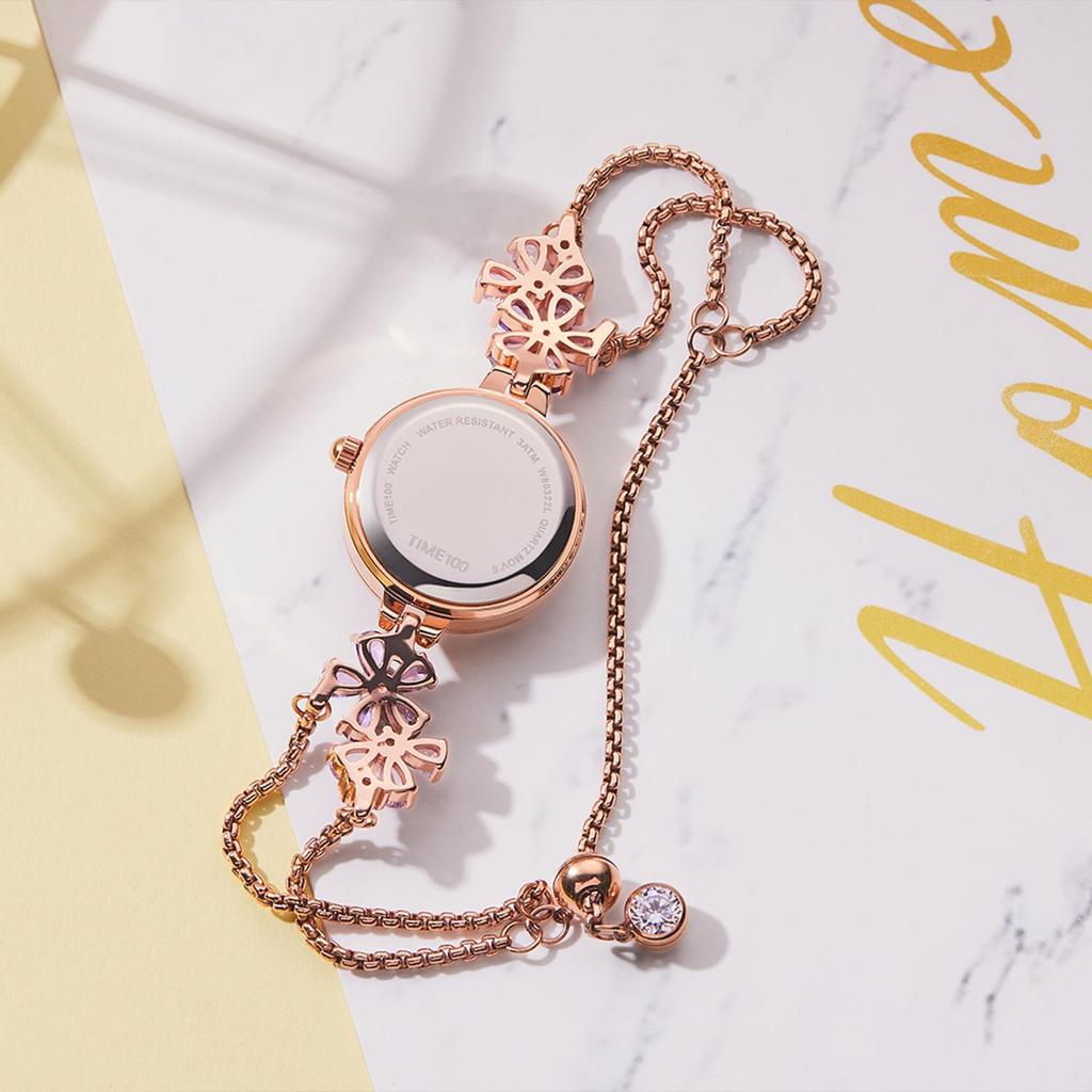 Time100 Рождественский подарок Новогодний подарок Женские часы Японский кварцевый браслет Многогранный стеклянный ремешок с кристаллами Водонепроницаемые часы Подарочная коробка для женщин