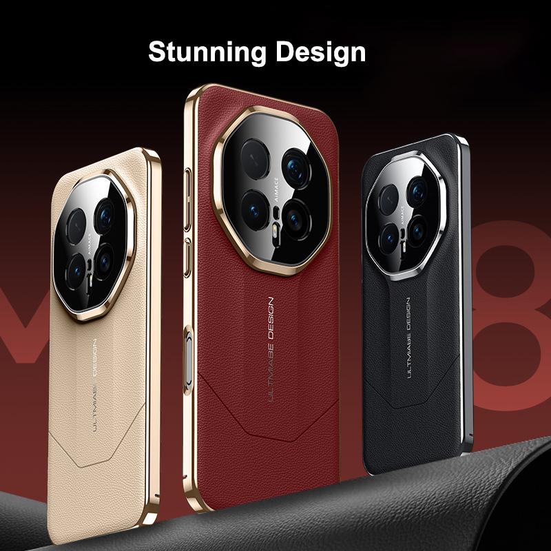 Чехол для Honor Magic 8 и Magic 8 Pro, Ultimate Design, Жесткий, Защита объектива, Импортная веганская кожа, Покрытие, Жесткий корпус из поликарбоната