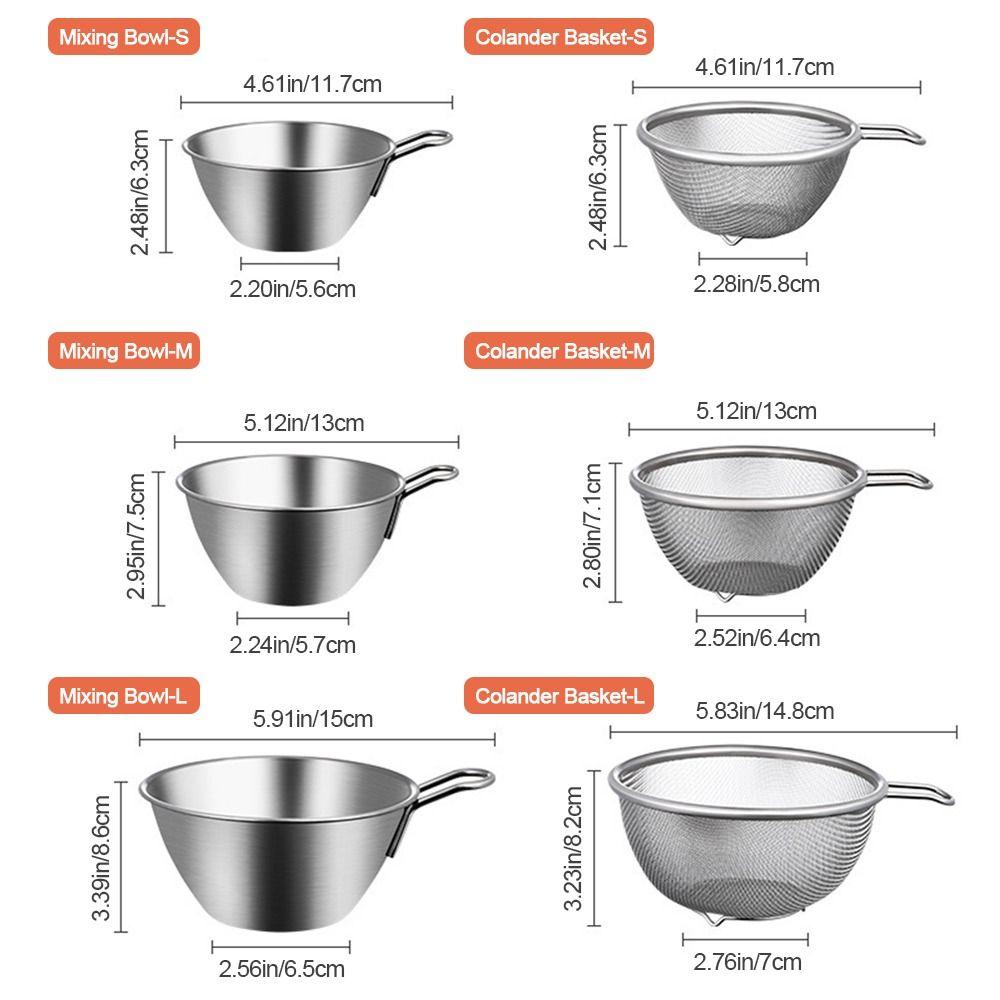 with Handle Bowl 304 Stainless Steel Fine Mesh Strainer Colander Basket Kitchen Tool