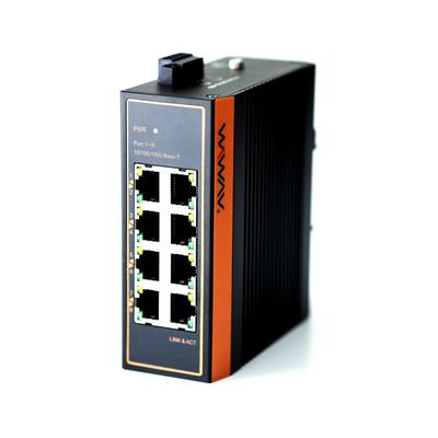 WIWAV Гигабитный промышленный Ethernet-коммутатор W1108-8GE-I, 8 портов 10/100/1000 Мбит/с, бесшумный, не требует настройки, энергосберегающий, без вентилятора