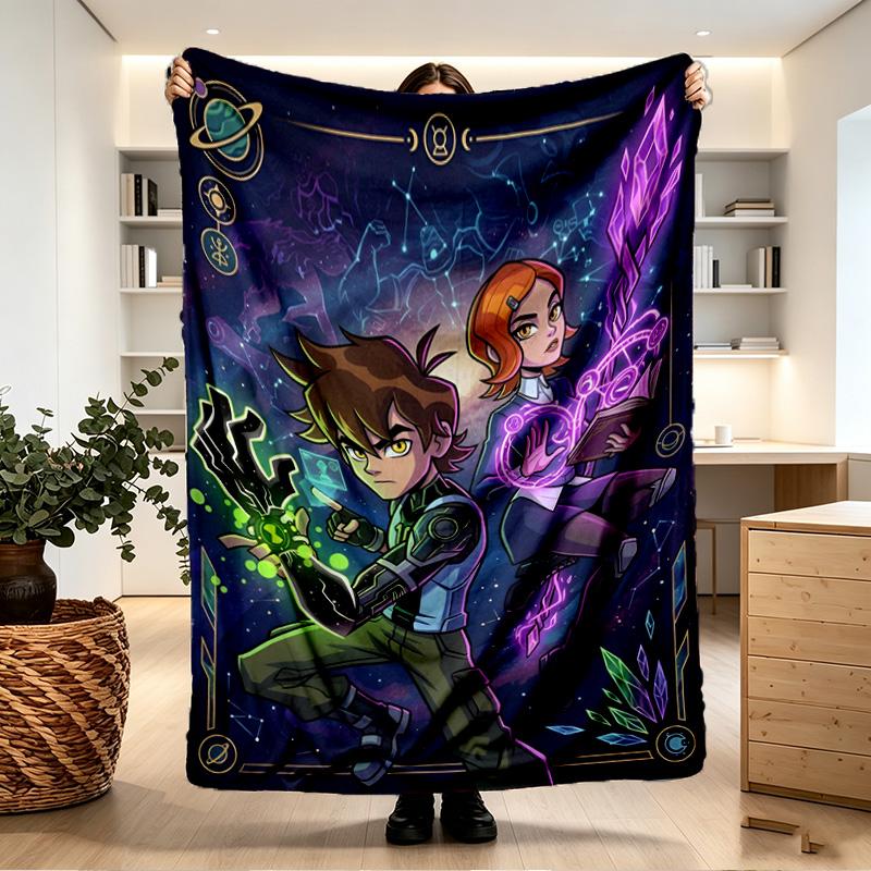 Ben 10 Cartoon Print Blanket - Soft & Comfortable, for Bedroom, Travel, Sofa, Home Decoration - Birthday Christmas Gift for Friend