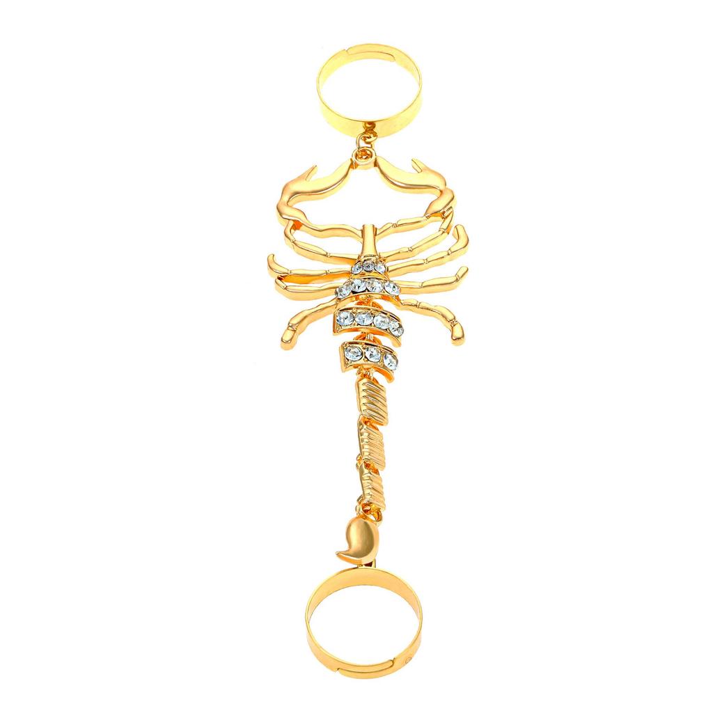 Cтильное дерзкое кольцо на два пальца со скорпионом