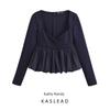 Kaslead New Arrival Women's Clothing Fashion Style Fashion Ruched Puffy Hem Tops 1014805