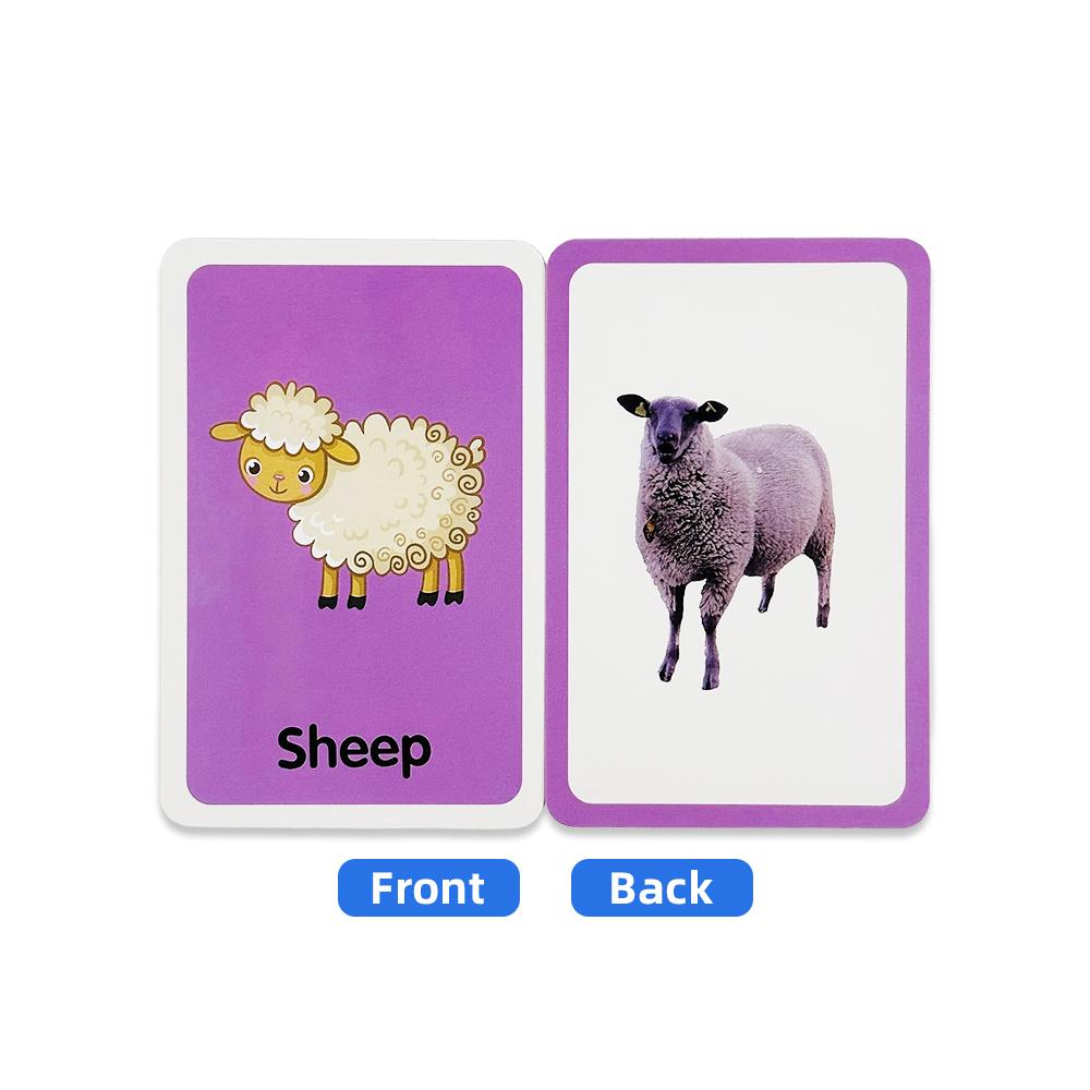 36 Двусторонних карточек с животными для развития познания, Обучающие картинки для просвещения детей, Бумажные развивающие карточки