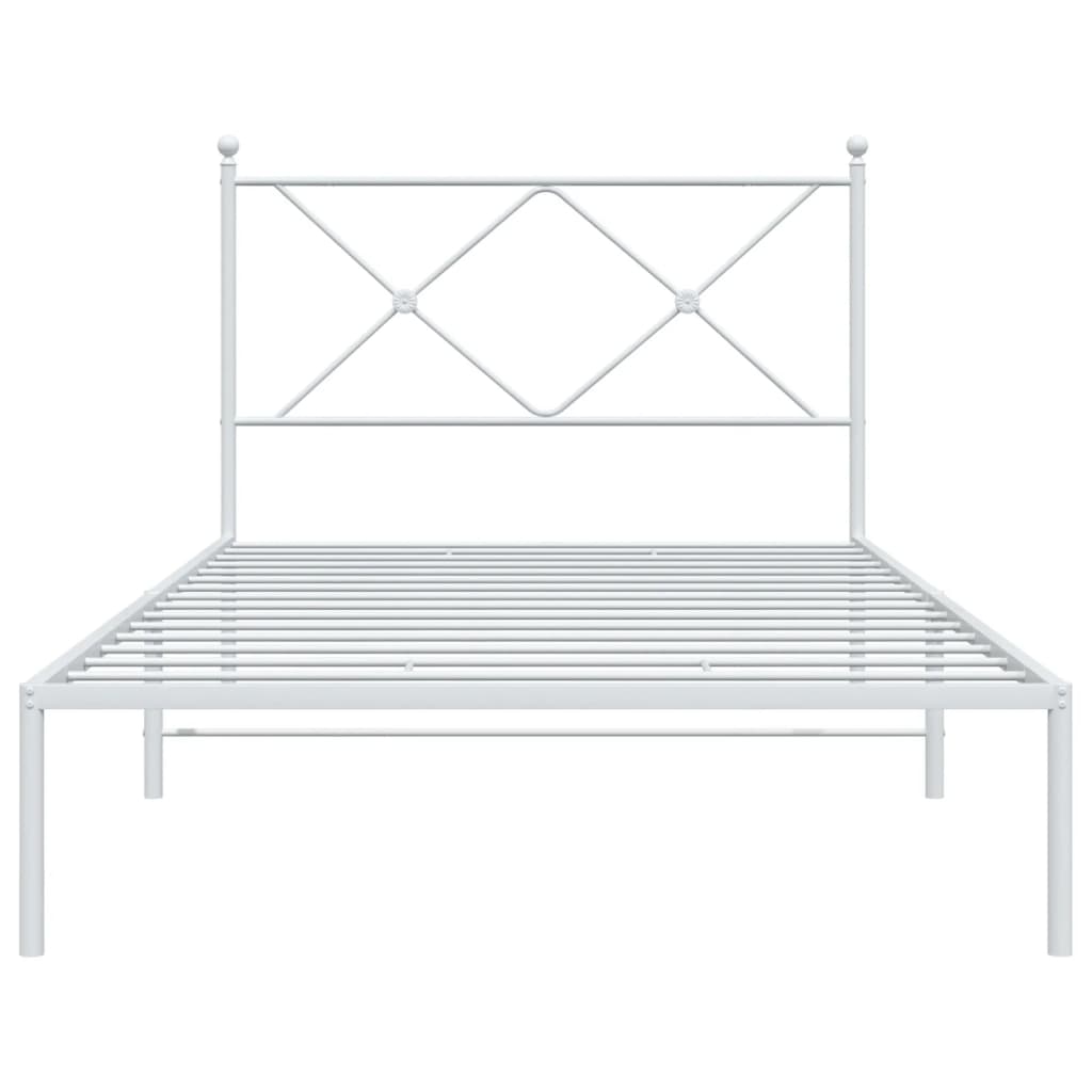 Vidaxl Металлическая Рама Кровати С Изголовьем, Белая, 100X200 См